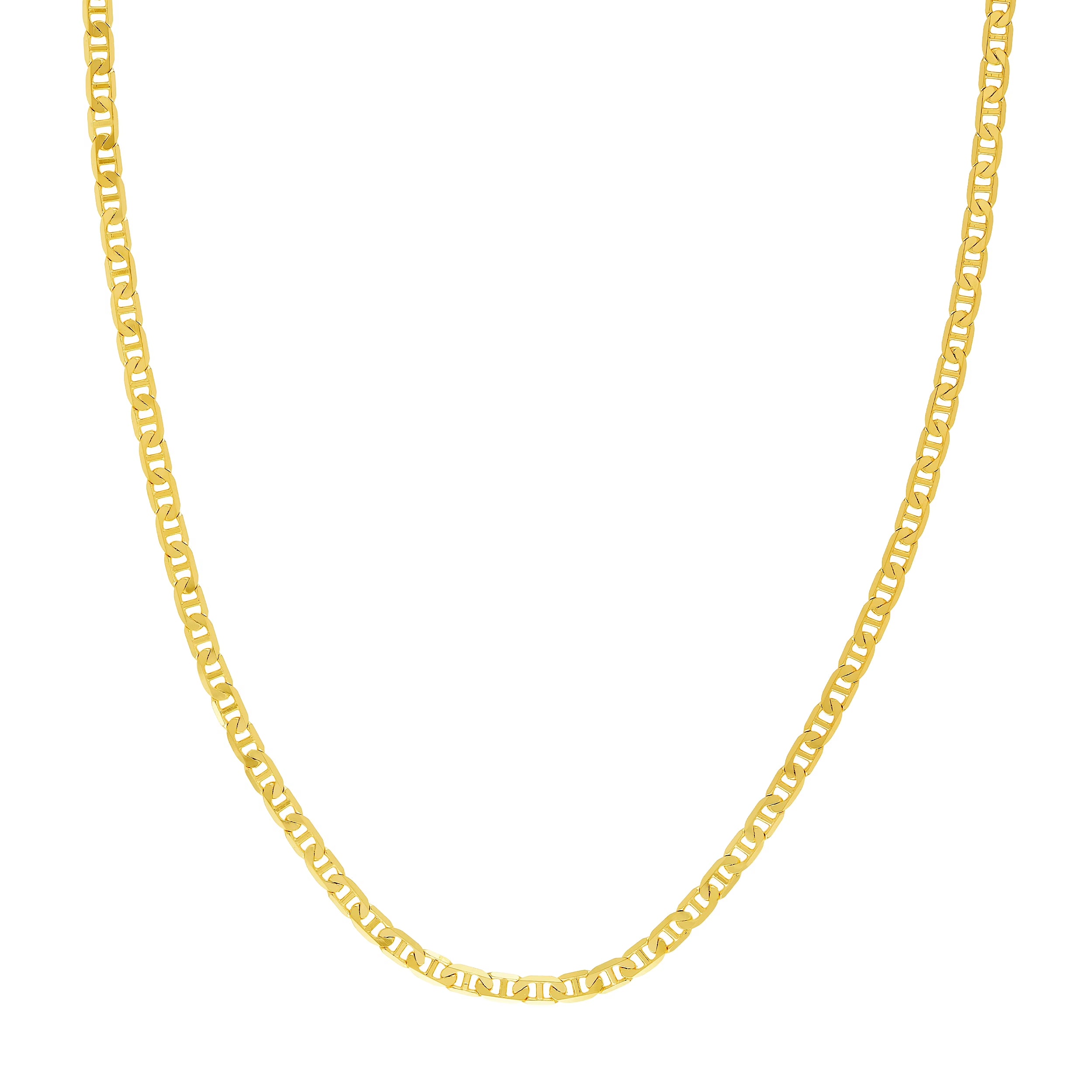 14K Yellow Gold 24" 3.7mm Flat Mariner Chain Necklace K3538