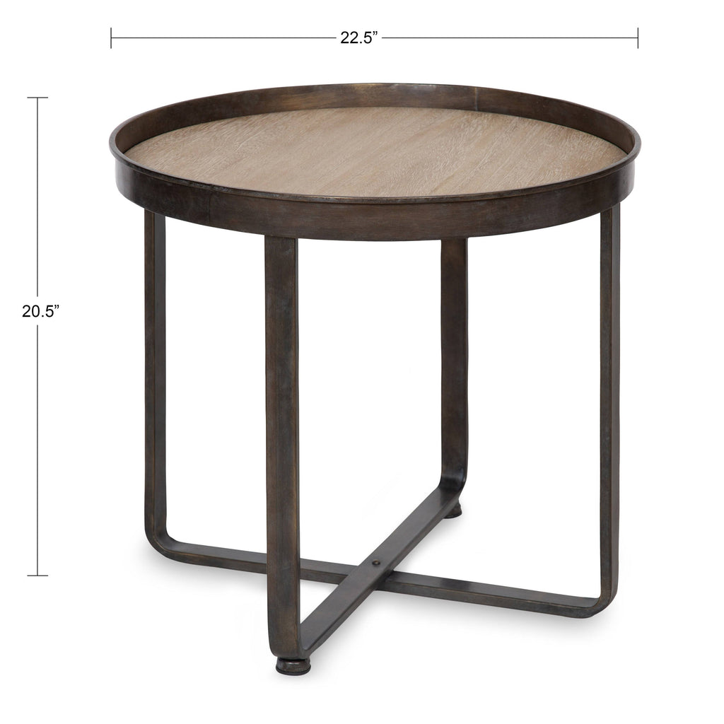 Bronze and Black Round Metal End Table N74465