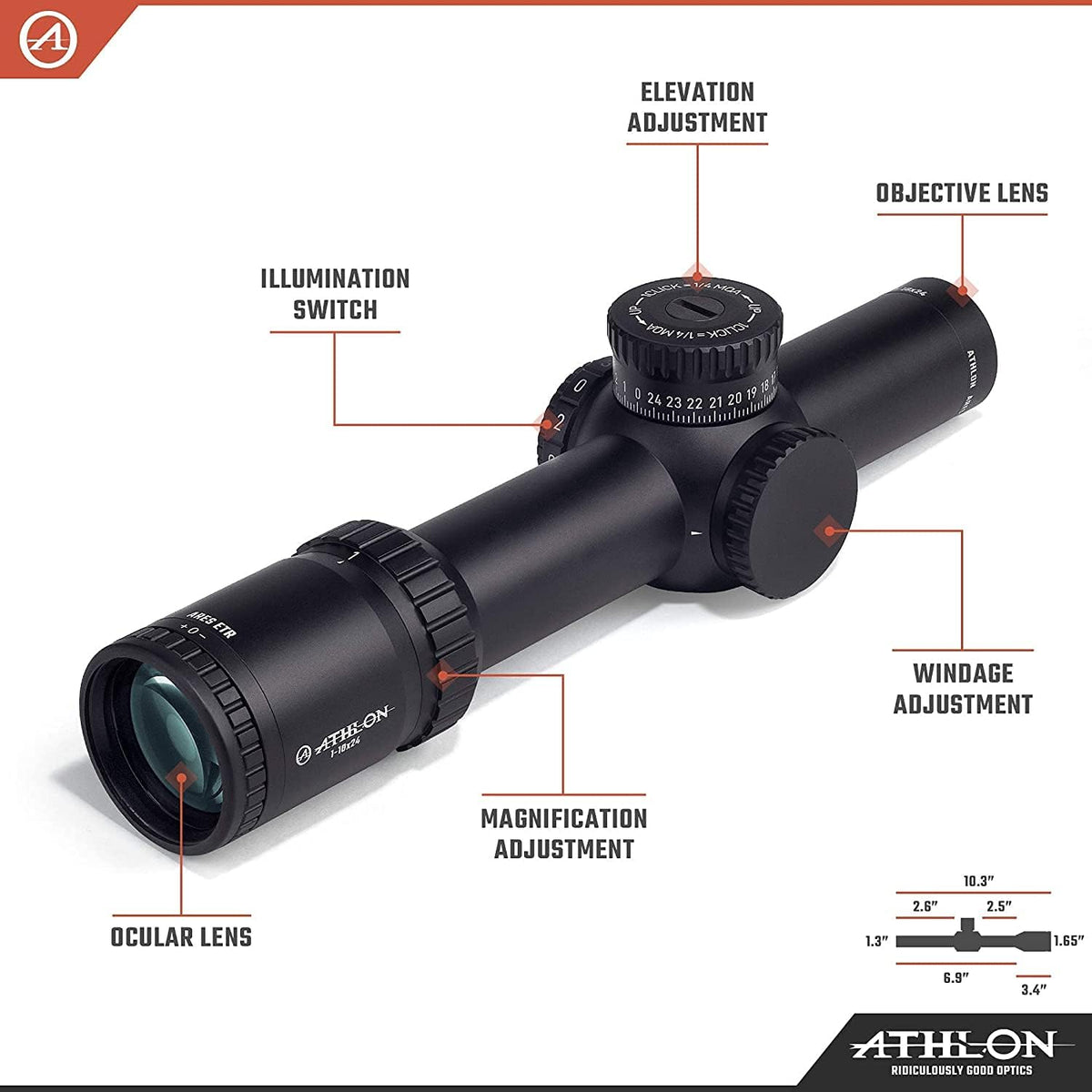 1-10x24 FFP IR MIL Riflescope with Lens Cleaning Pen R716