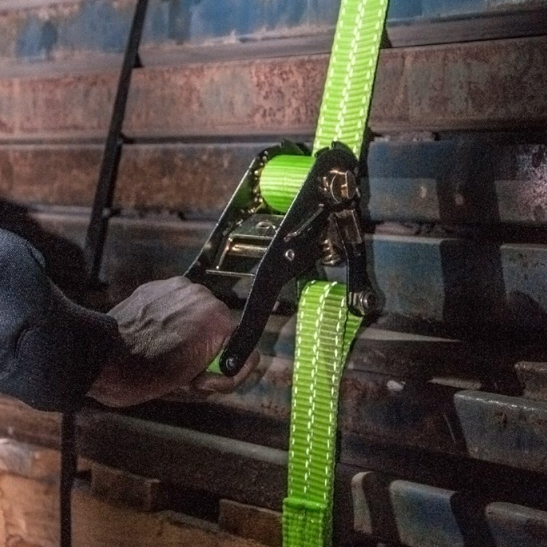 Ratchet Strap with Wire Hooks, 2 Inch x 15 Foot, 2 Pack, 3,300 Pound Safe Working Load U356