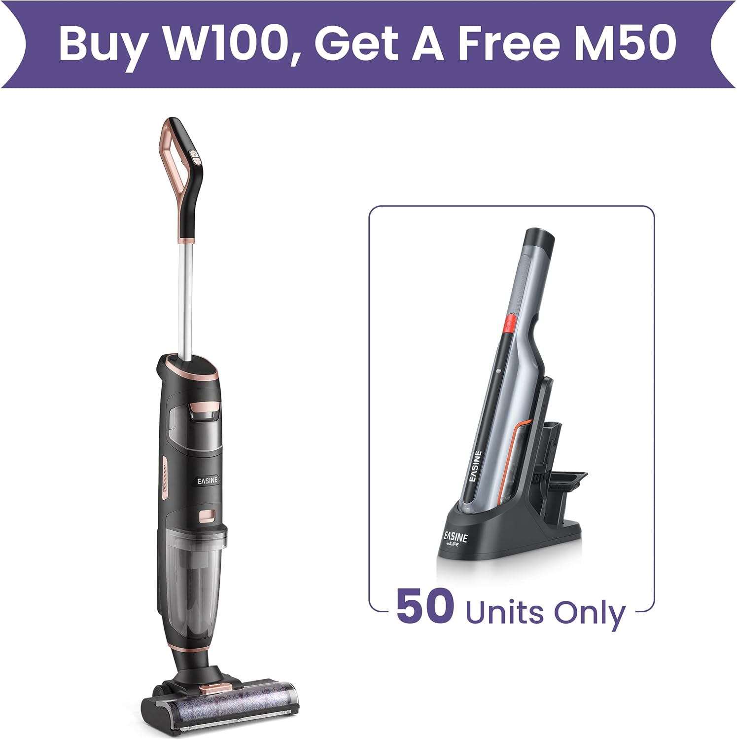 Cordless Stick Vacuum Cleaner, Lightweight Wet Dry Vacuum Cleaner W829