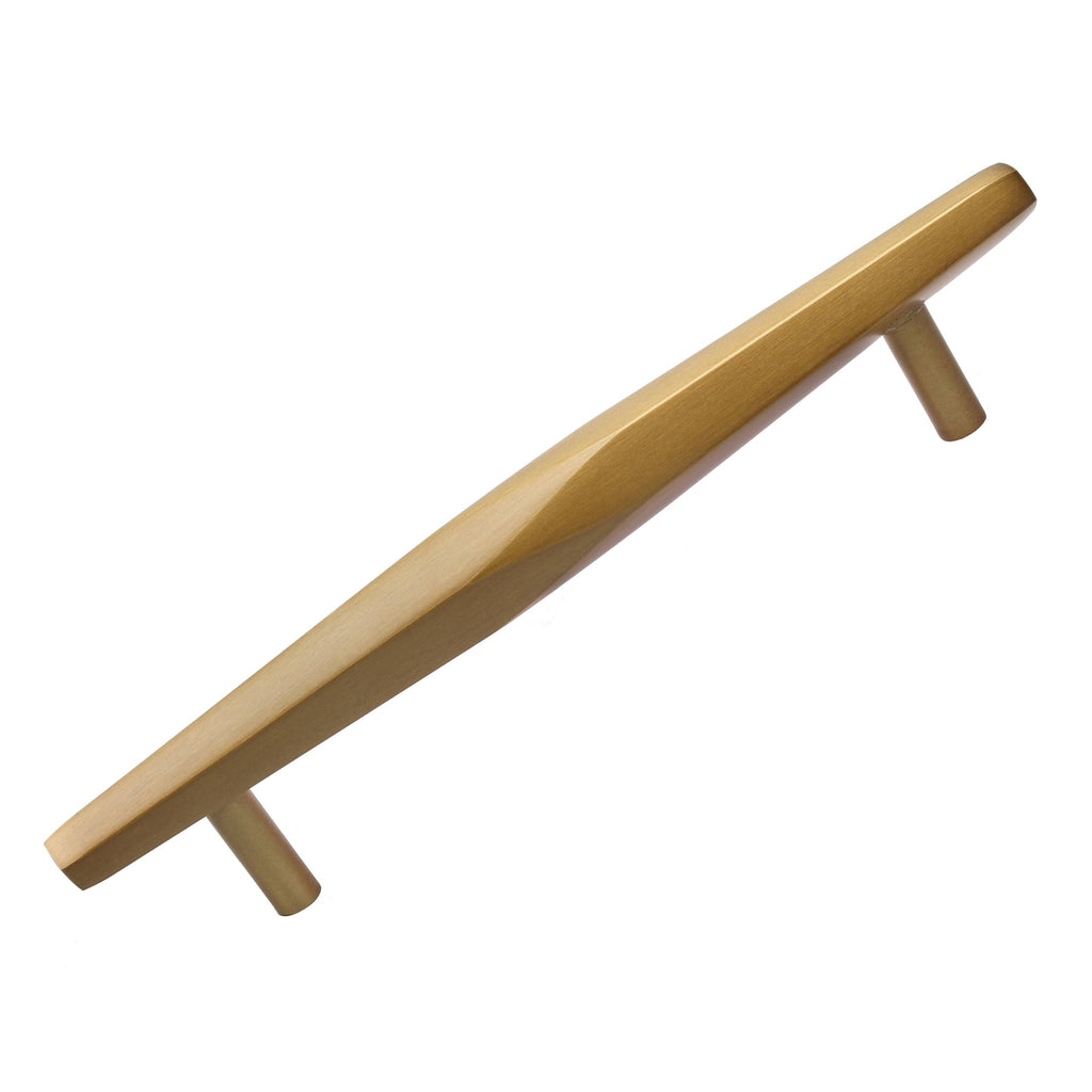 10-Pack 5-Inch Solid Faceted Bar Pull Satin Gold Y545