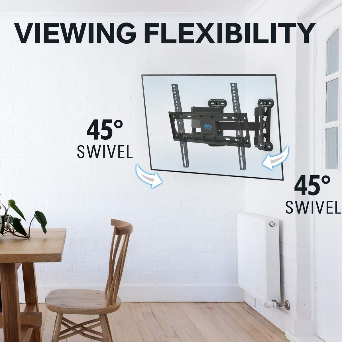 Full Motion Corner TV Wall Mount Bracket for 26-50 Inch LED, LCD, OLED Flat Panel Screen TV, Swivel Articulating Arms, VESA 400x400mm, 99 LBS, Tilting, Pack of 2 C960577