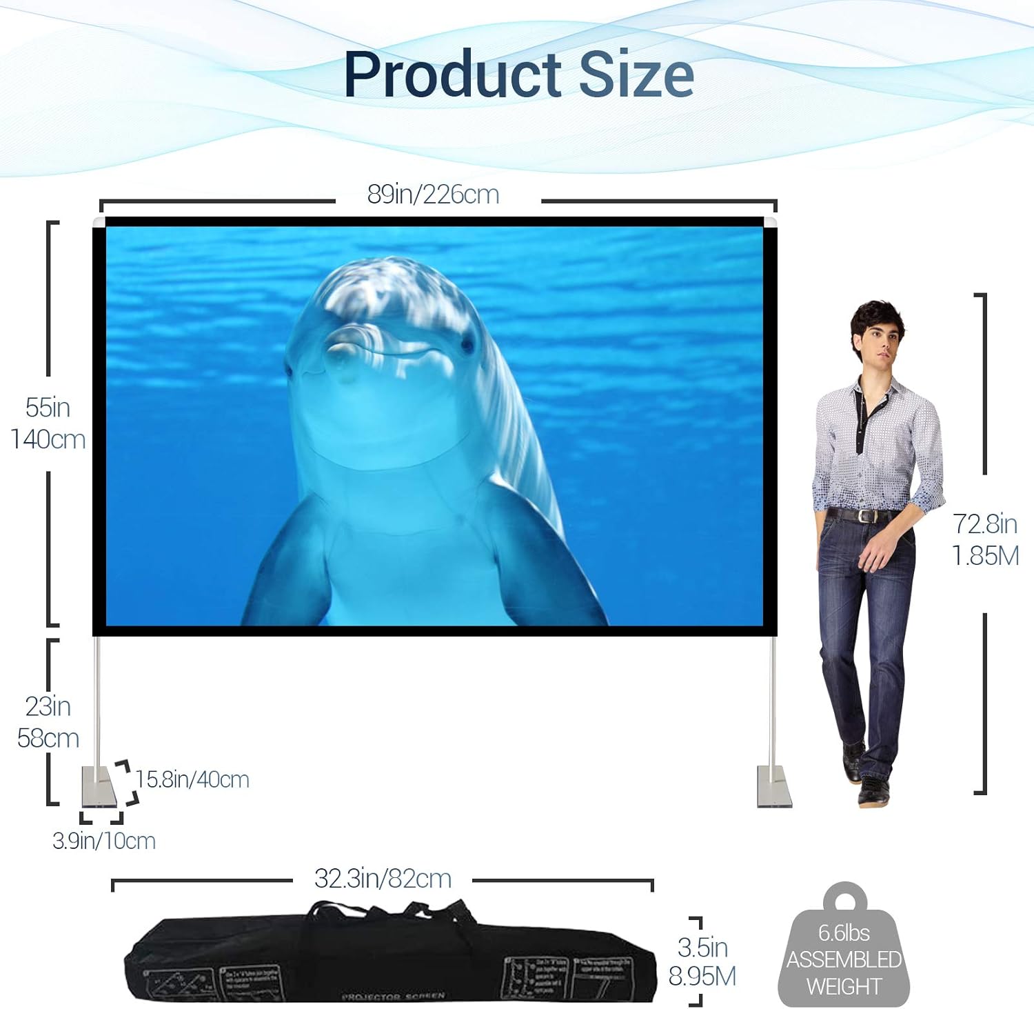100 inch Portable Projector Screen with Stand and Carry Bag T141729