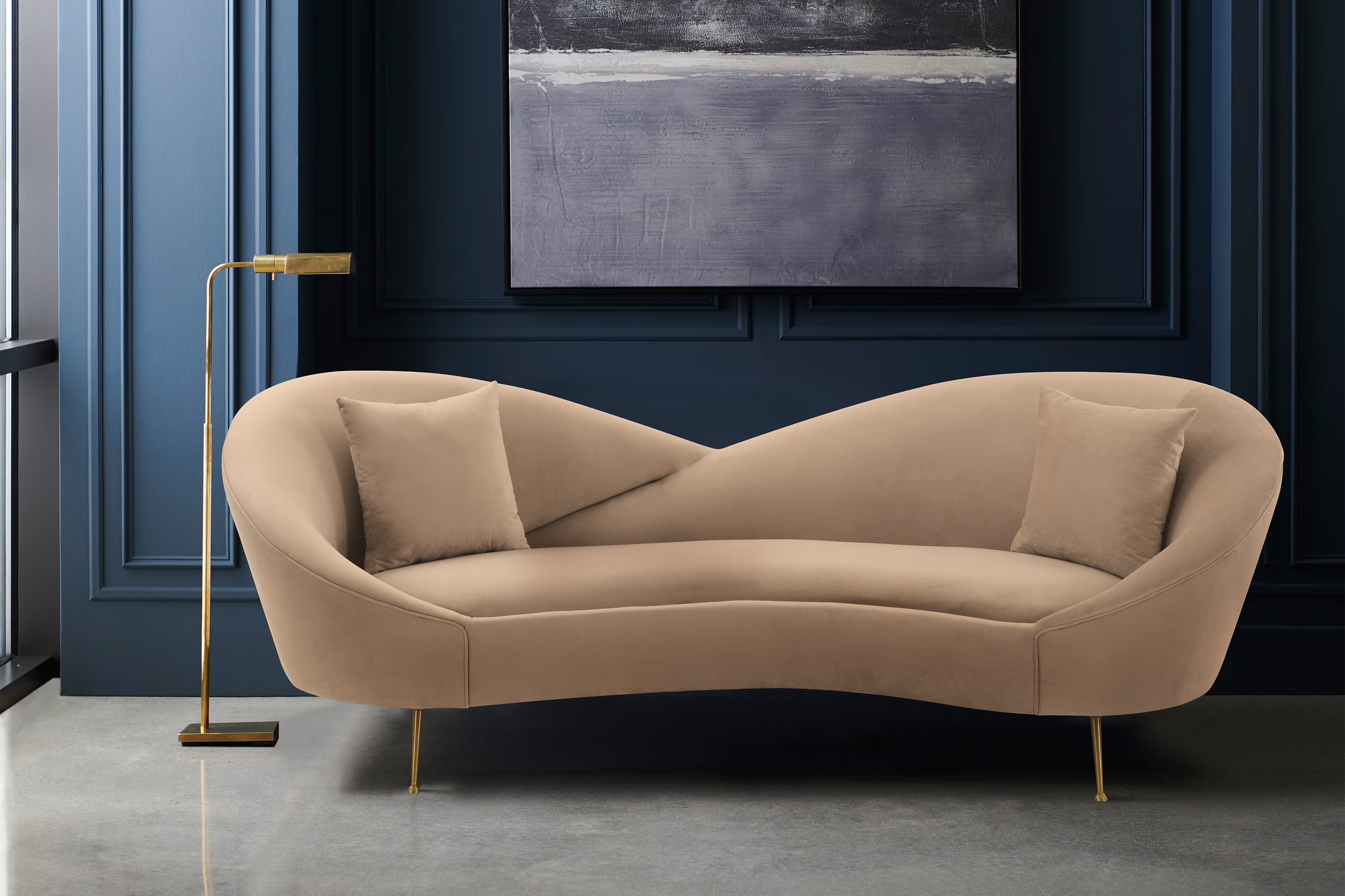 Upholstered Fabric and Metal Sofa X4303