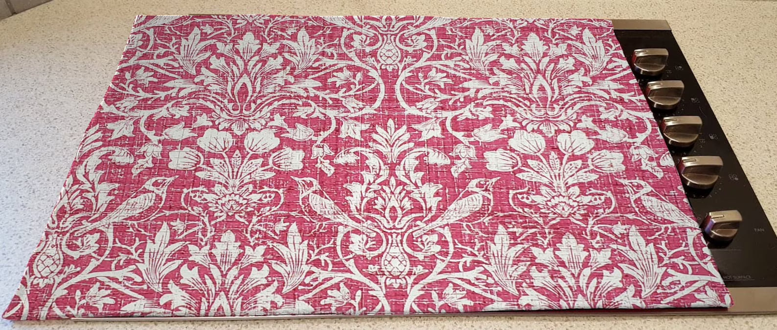 Pink Floral Damask Stove Top Cover U420783