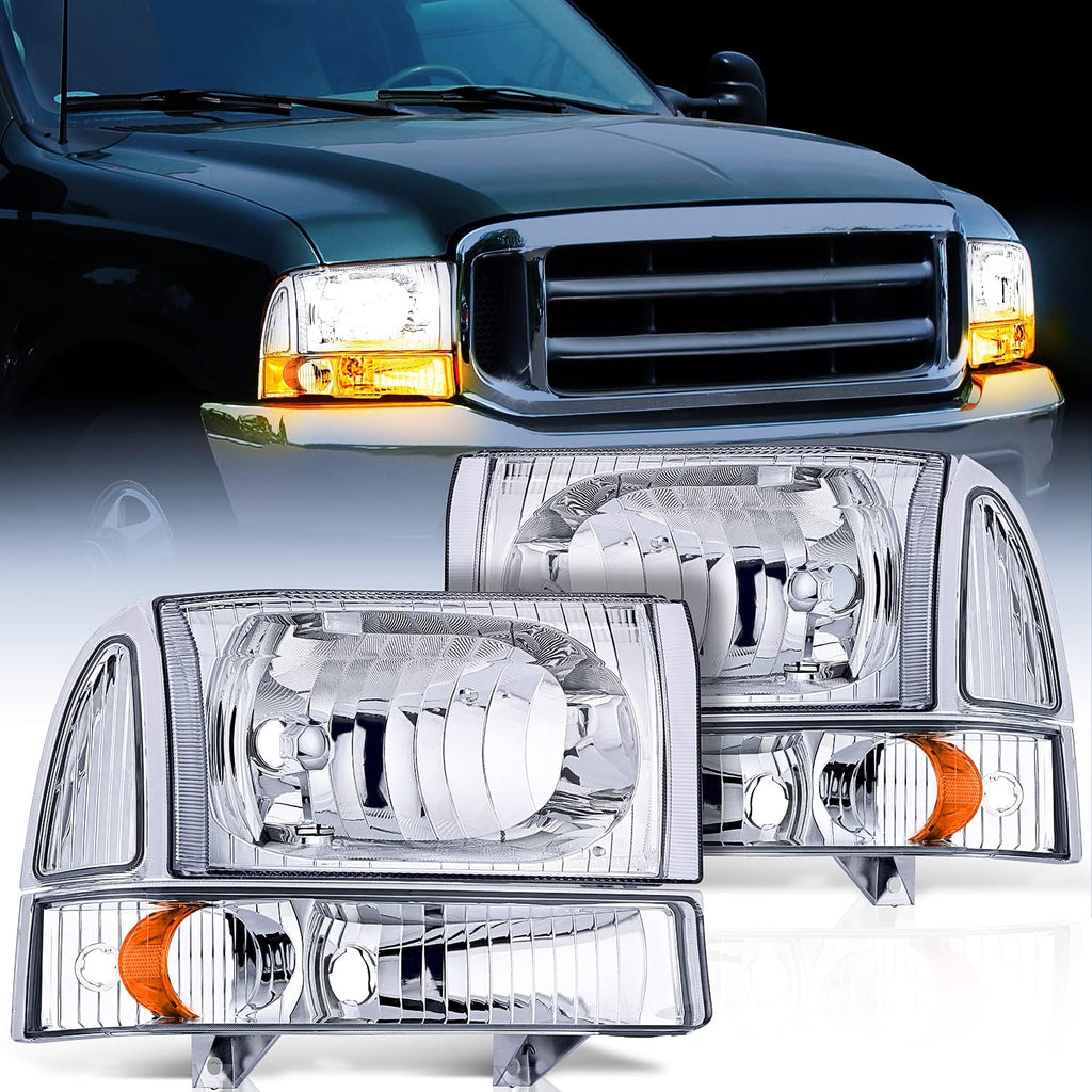 Headlight Assembly Replacement 4 Pack Black Housing Clear Lens G3940
