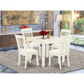 5pc Dining Set with Square Dinette Table and Four Linen Seat Kitchen Chairs Q637