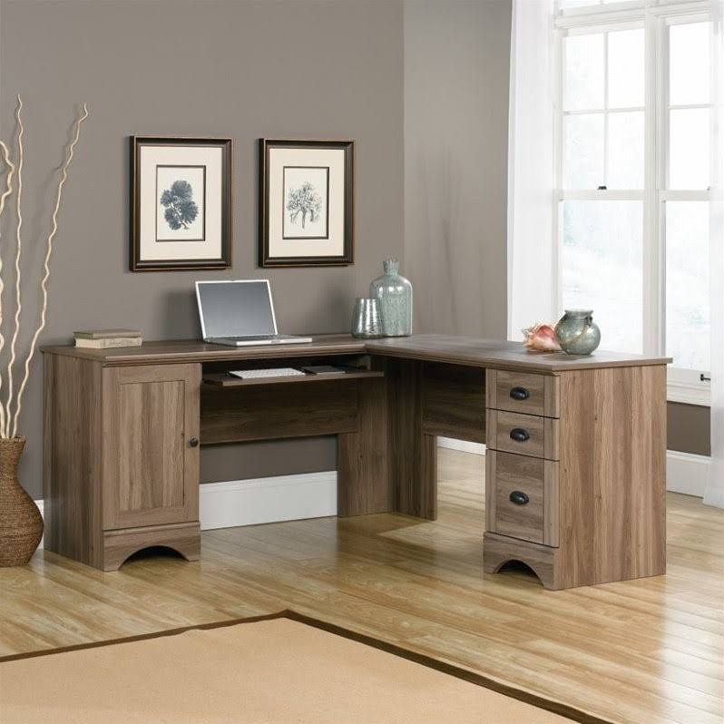 L Shaped Computer Desk in Salt Oak W867