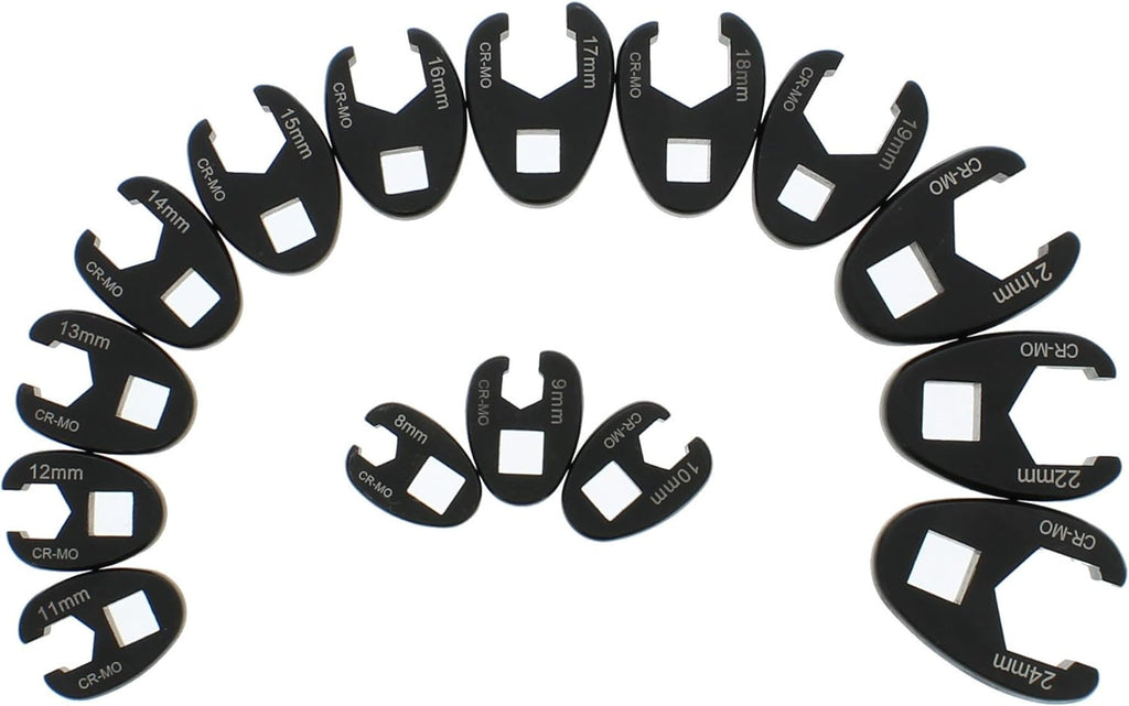 Jumbo Crowfoot Flare Nut Wrench Set Metric 15-Piece Tool Kit O33246