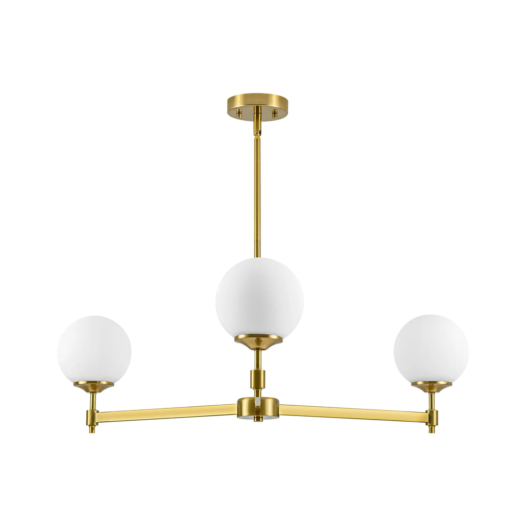3-Light Dimmable Glass Globe Chandelier W17502