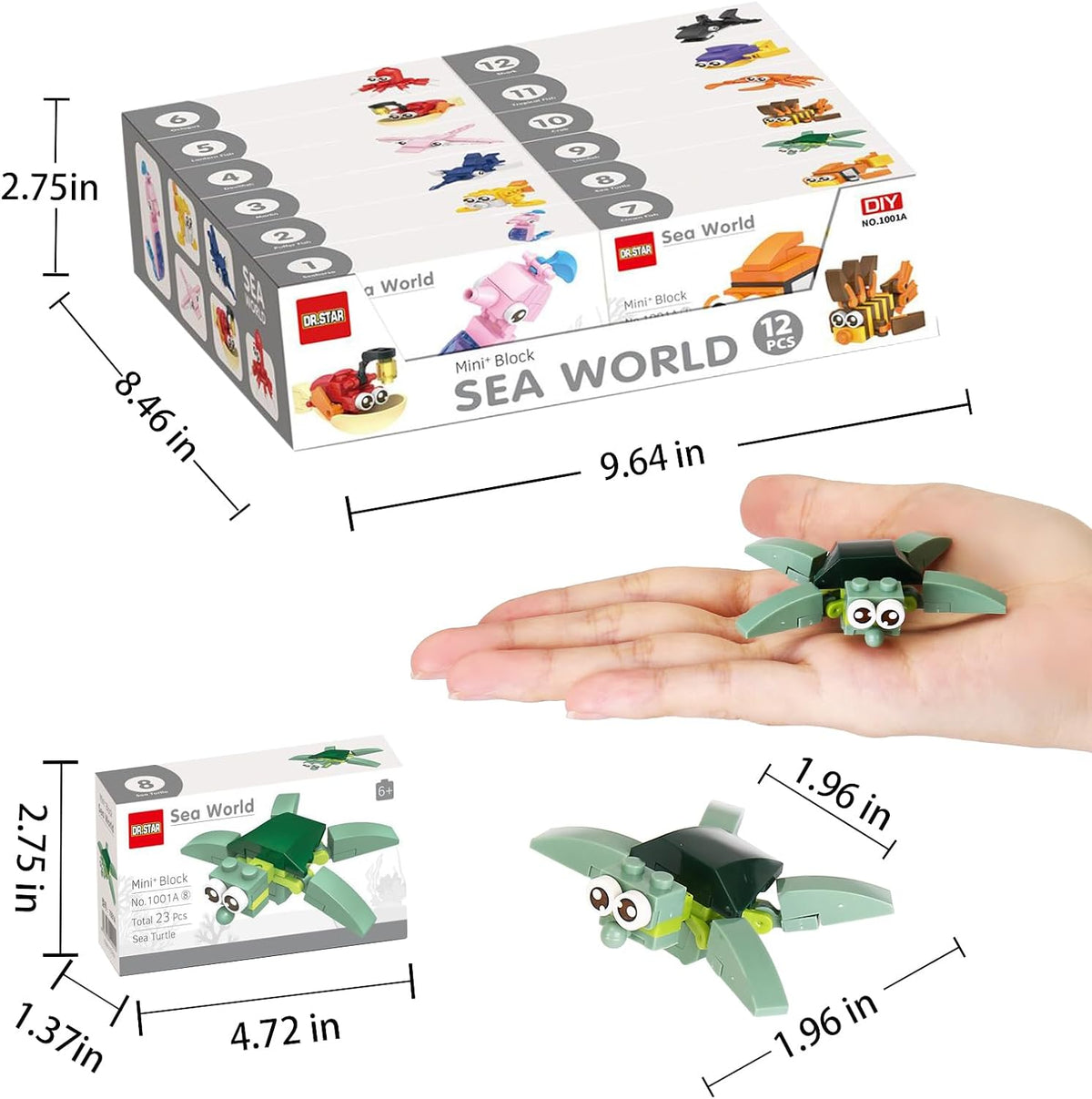 12PCS Sea Animal Mini Building Blocks Building Sets N67187