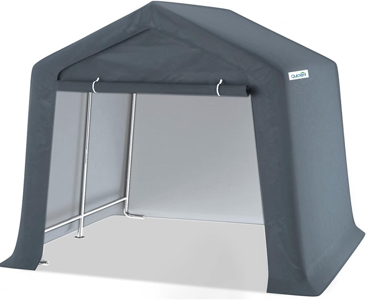 Grey 7' x 12' Heavy Duty Outdoor Storage Shelter T2501