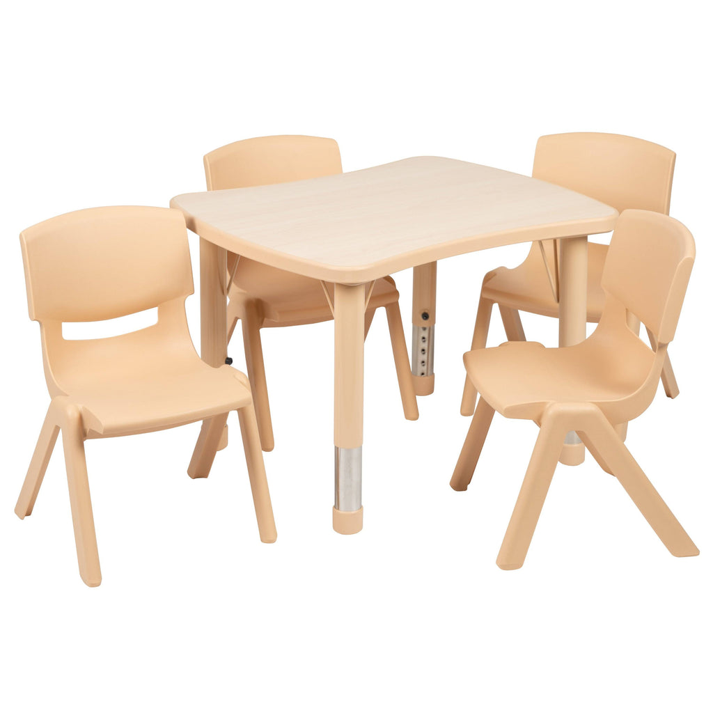 Beige Rectangle Plastic Activity Table Set with 4 Chairs B420