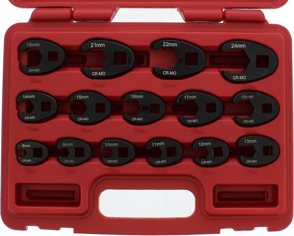 Jumbo Crowfoot Flare Nut Wrench Set Metric 15-Piece Tool Kit O33246