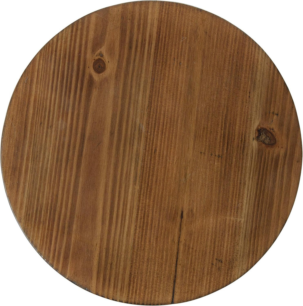Rustic Pedestal Table, 12 x 12 x 26, Rustic Caramel and Black N571