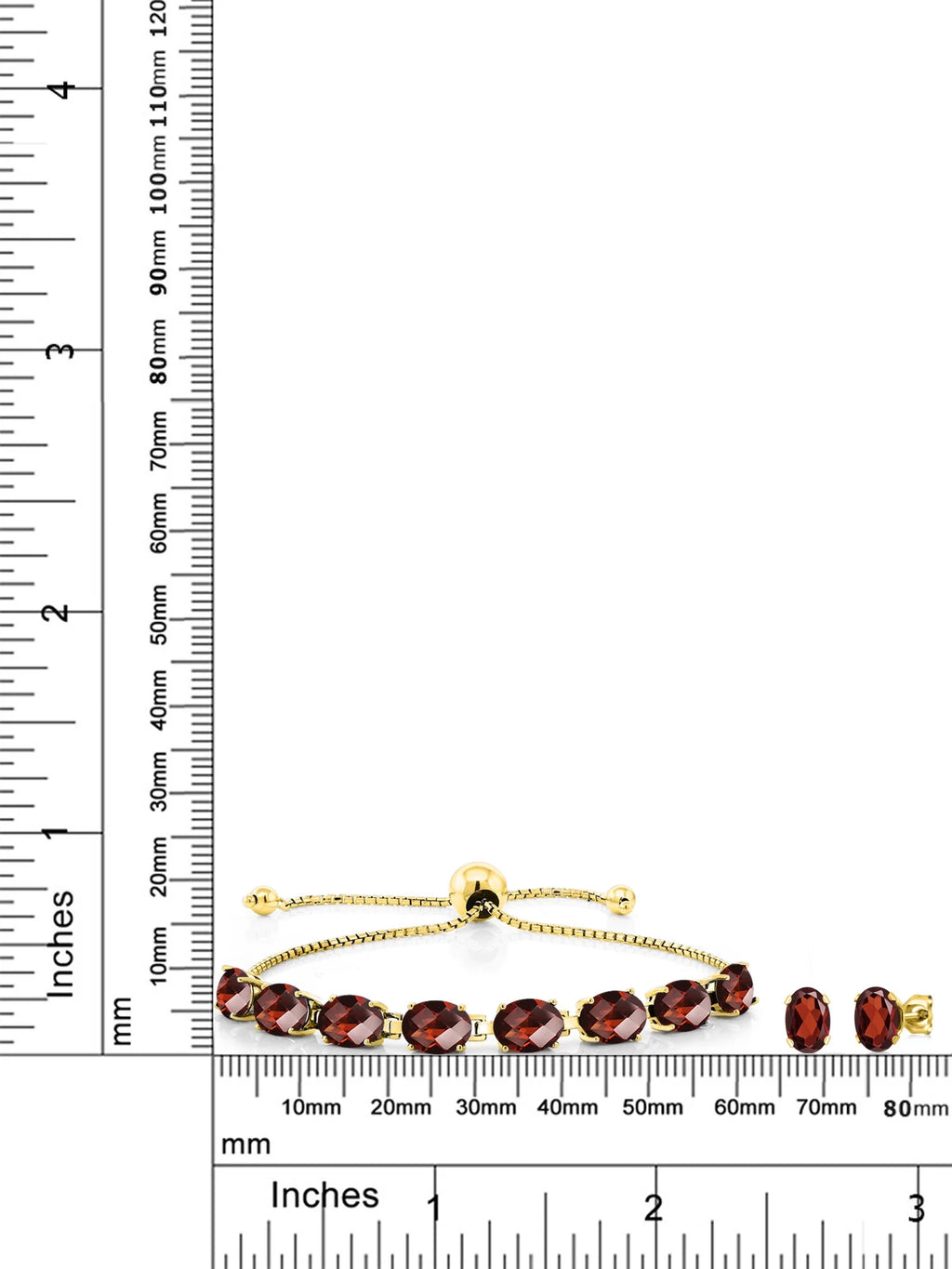 Red Garnet Oval Bracelet and Earrings Jewelry Set J457