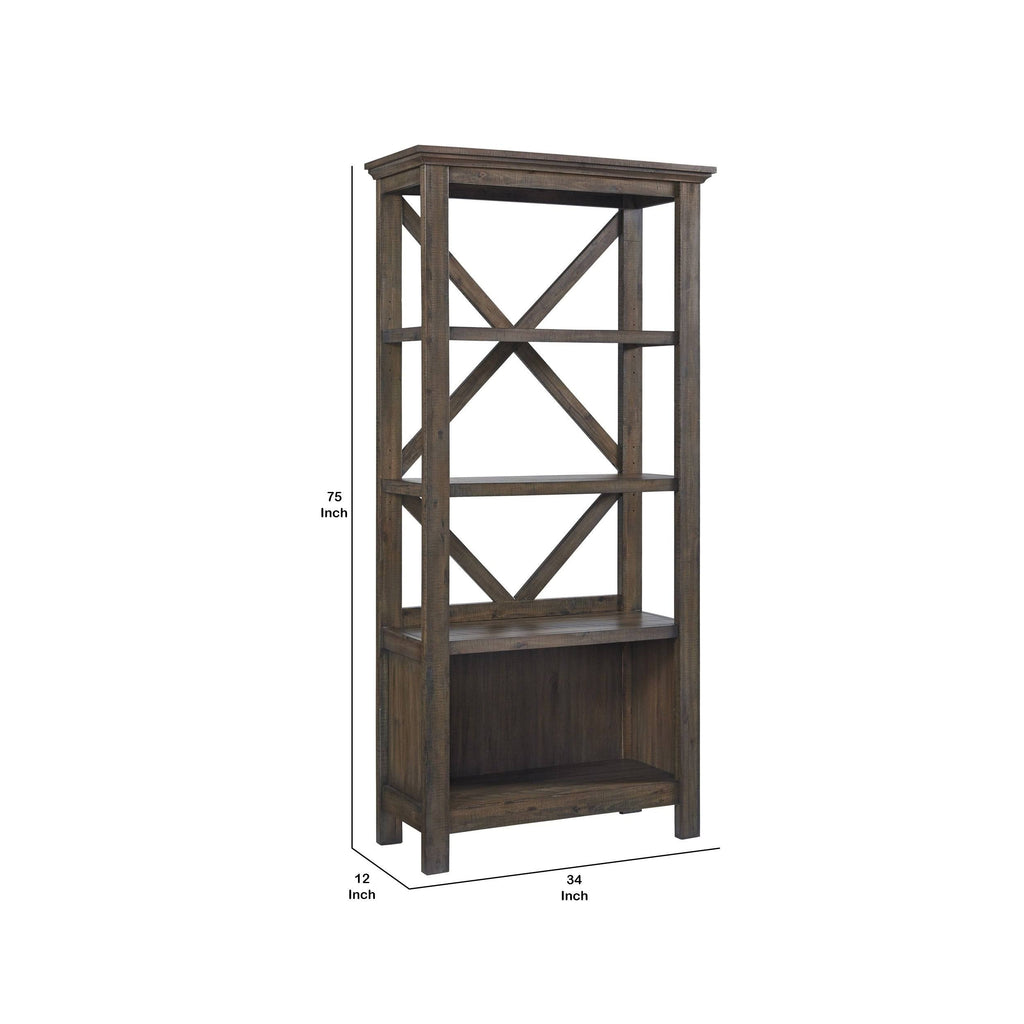 Dark Brown 3 Open Shelves Bookcase X200
