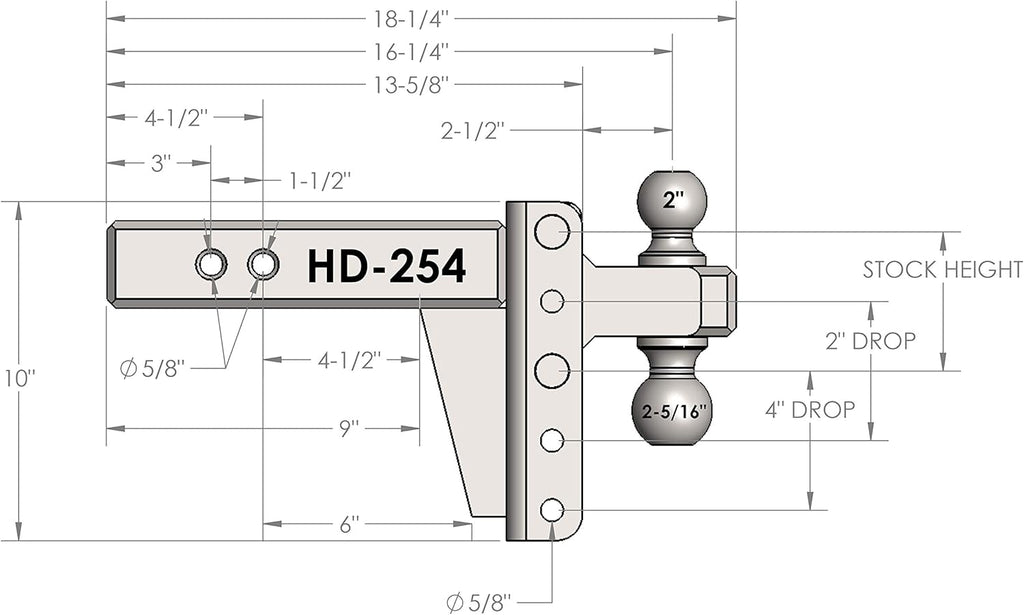 2.5" Adjustable Heavy Duty Trailer Hitch with Dual Ball M5315
