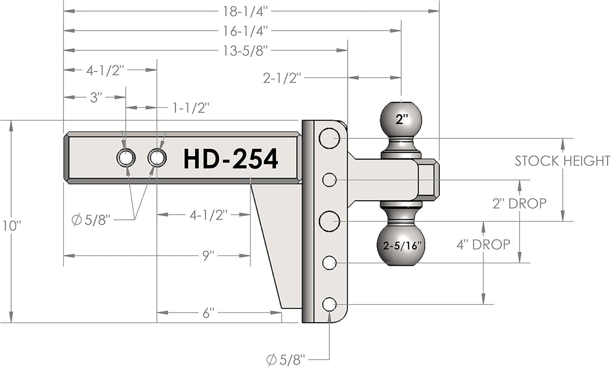 2.5" Adjustable Heavy Duty Trailer Hitch with Dual Ball M5315