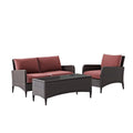 3Pc Outdoor Wicker Conversation Set Sangria/Brown V921517