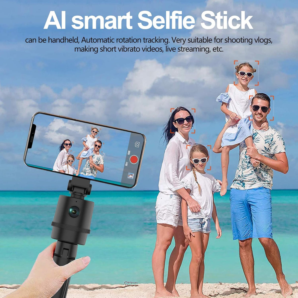 Auto Face Tracking 1080P Webcam with Magnetic Phone Holder and Tripod, PTZ Camera Plug and Play 360° Rotation, Pack of 2 Y658787