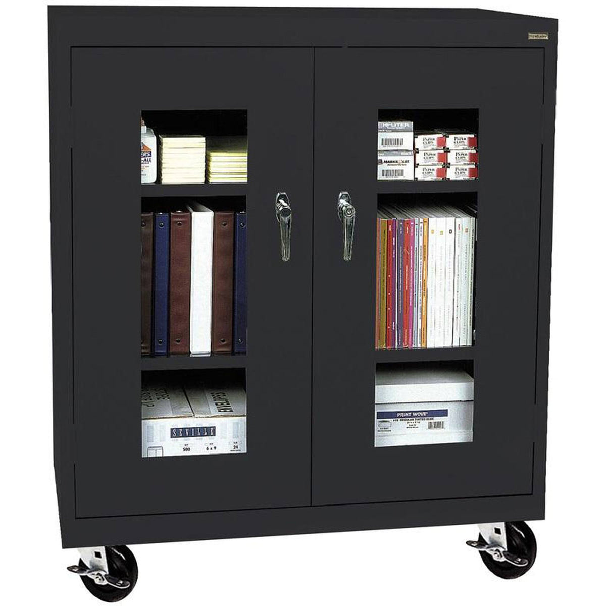 Clear View Counter Height Cabinet, Black - 46 x 24 x 48 in. M842