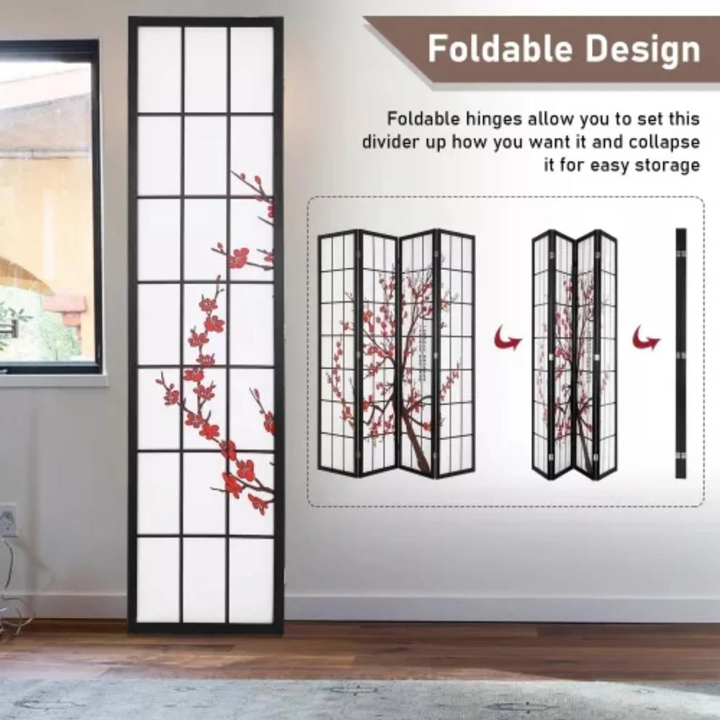 White Freestanding 4 Panel Room Divider V2336