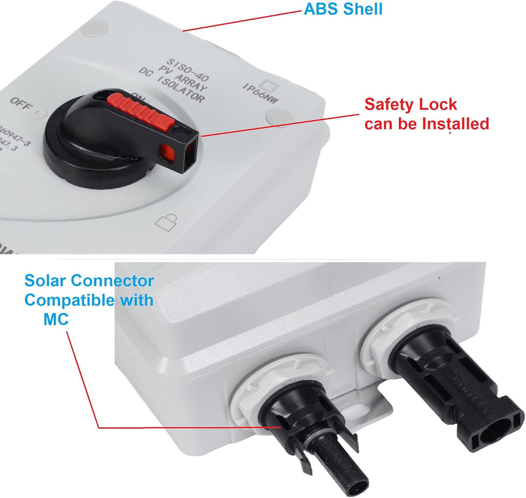 Solar Combiner Box 32A PV DC Isolator Switch DC Disconnect Waterproof IP66 V99291