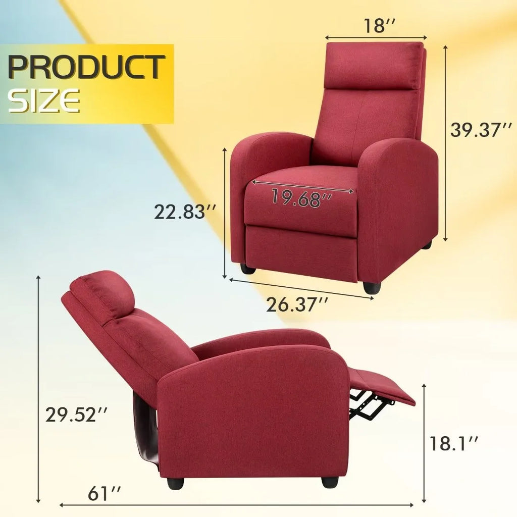 Red Fabric Recliner Q6745