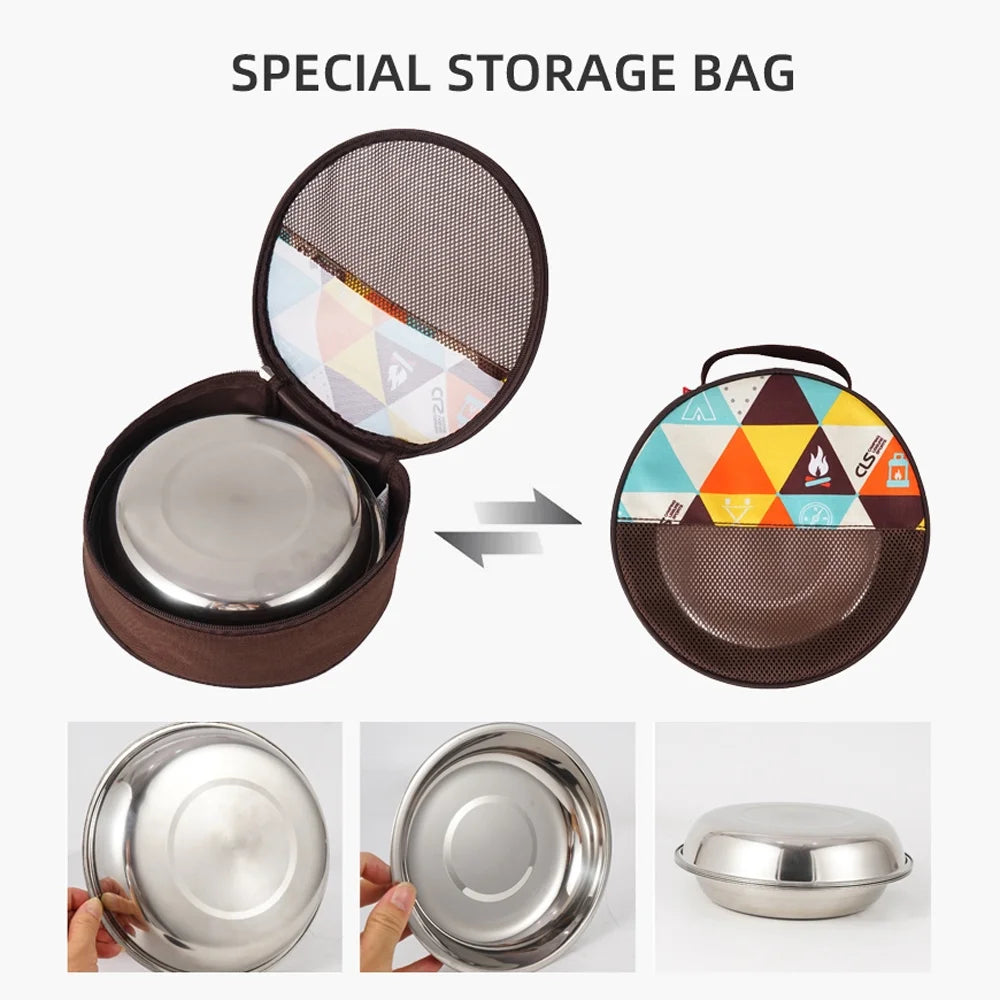 22PCS Portable Stainless Steel Camping Tableware Set with Storage Bag O8812