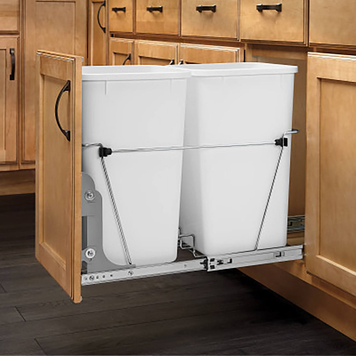 Double 27-Qt Kitchen Cabinet Pullout Waste Container Y7133