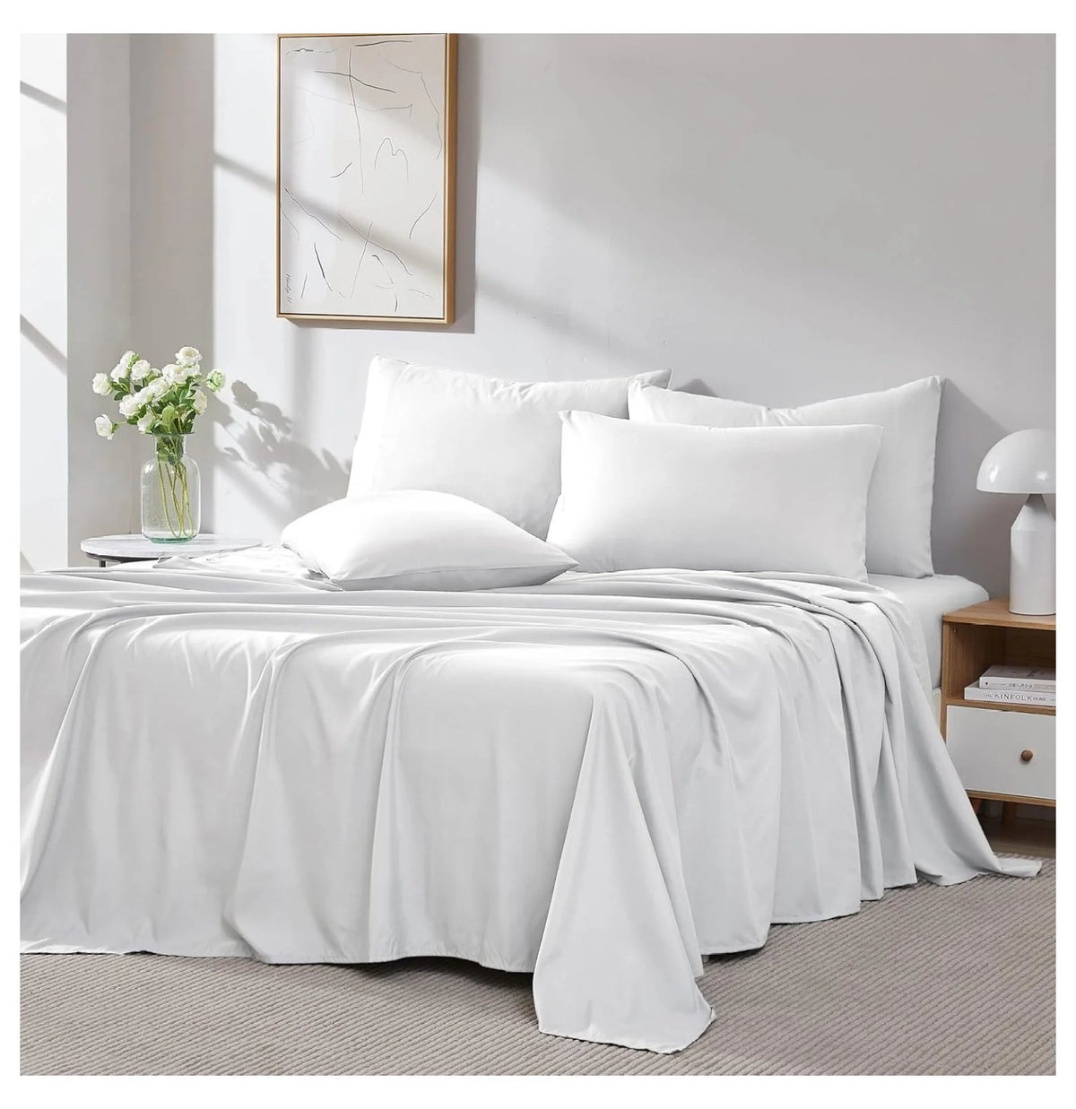 2-Pack Twin Size White Flat Sheets, 66" x 96" Q141654