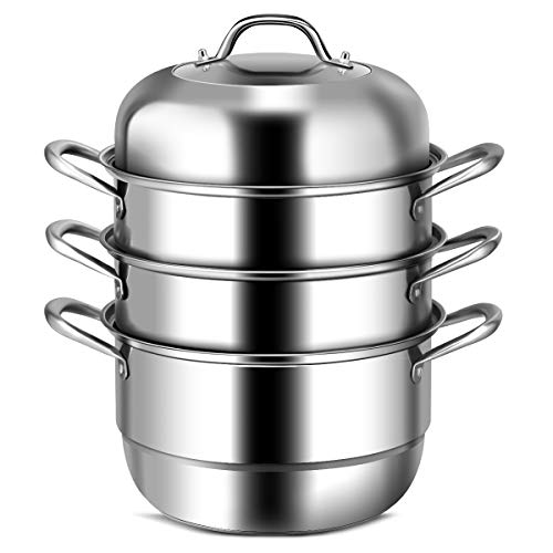 11 Inch Stainless Steel Steamer Pot with Tempered Glass Lid Q298153