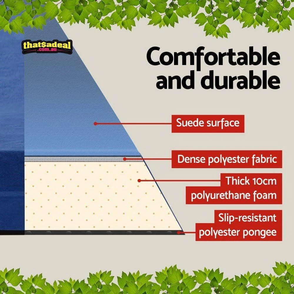 Self Inflating Camping Sleeping Mat Double Navy 10cm Thick Q86407