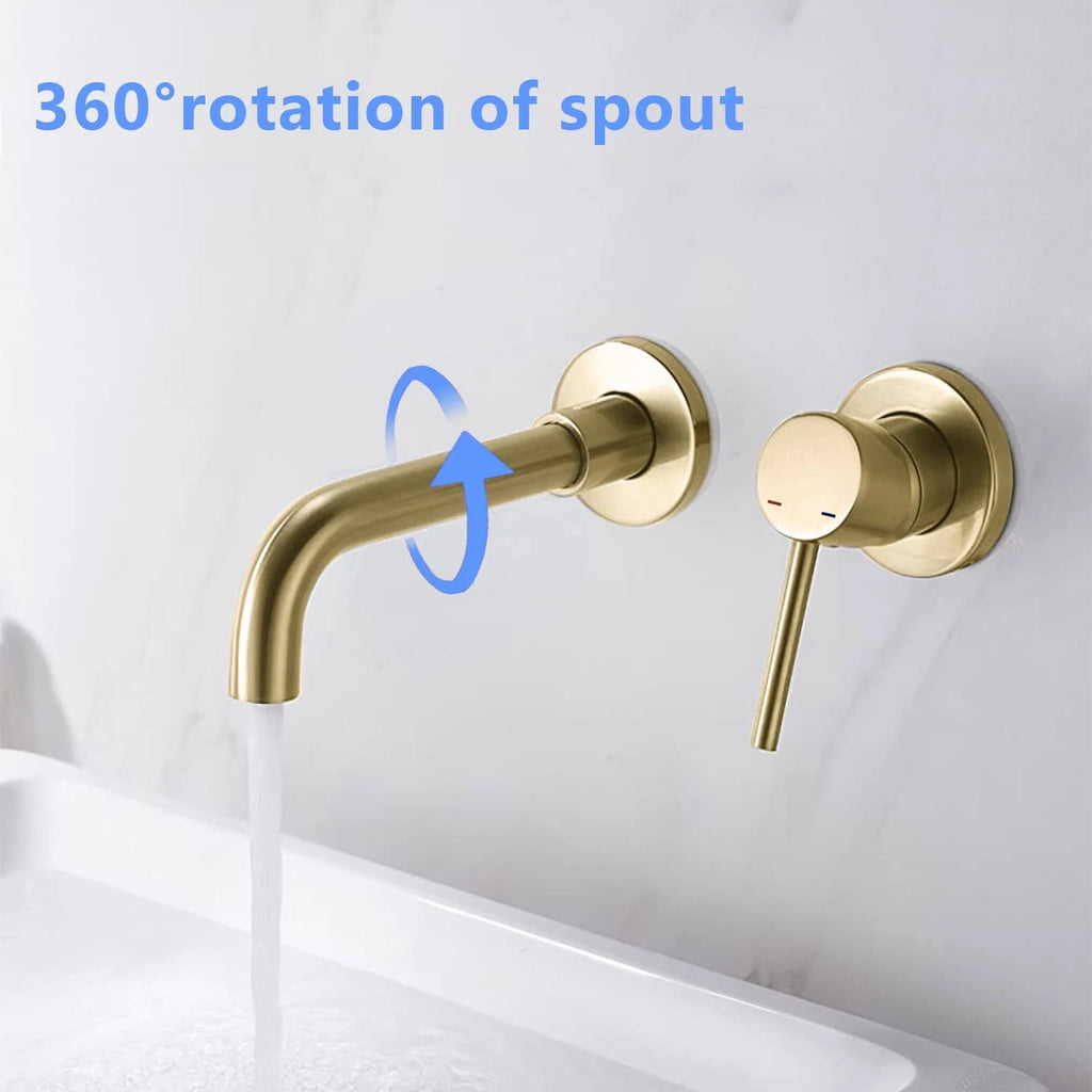 Yellow Wall Mount Single Handle Bathroom Sink Faucet with Drain V3915