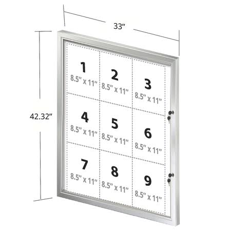 Silver Aluminum Frame Enclosed Magnet Showboard X18274