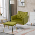 Olive Green Velvet Tufted Accent Chair with Ottoman J926168