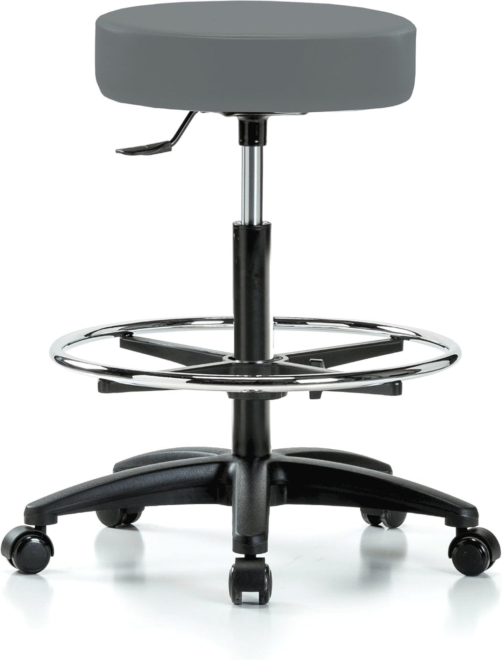Rolling Swivel Stool with Foot Ring, Counter Height, Cinder Fabric J207082