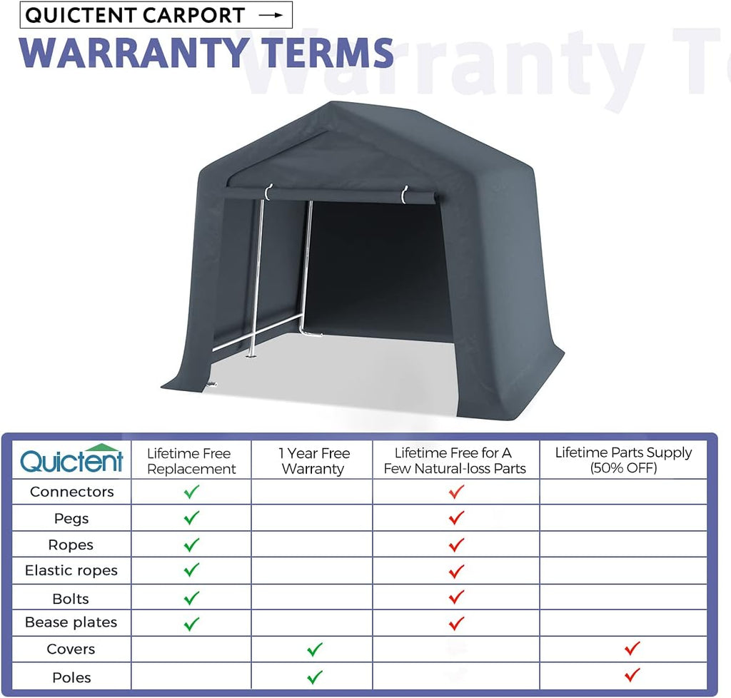 Grey 7' x 12' Heavy Duty Outdoor Storage Shelter T2501