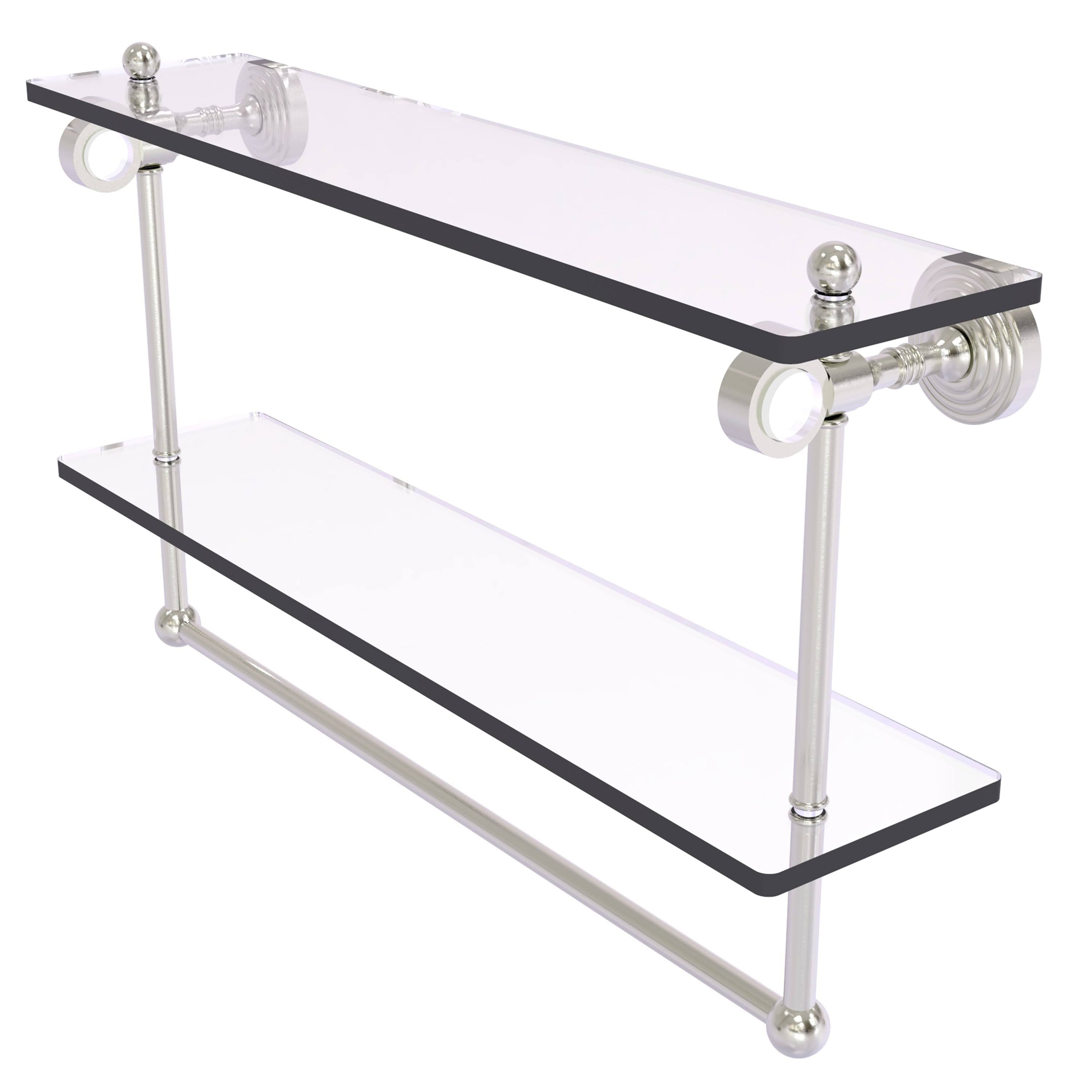 Double Glass Shelf with Towel Bar - Satin Nickel / 22 inch M13144