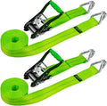 Ratchet Strap with Wire Hooks, 2 Inch x 15 Foot, 2 Pack, 3,300 Pound Safe Working Load U356