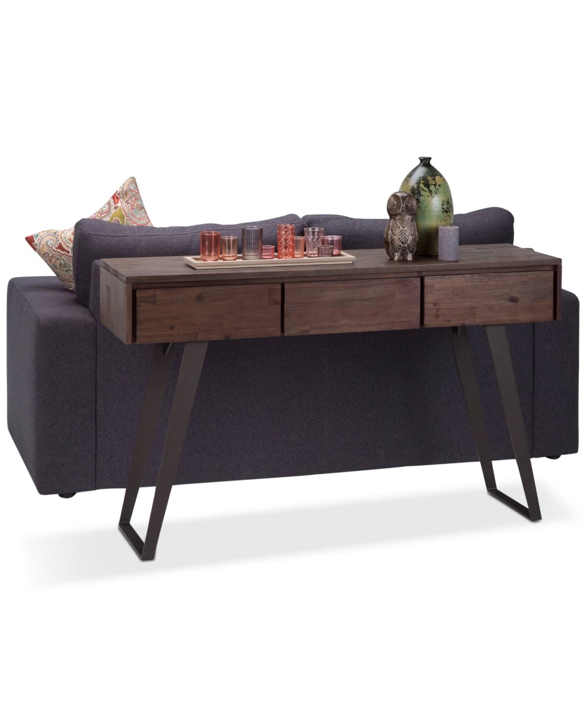 Distressed Charcoal Brown Console Sofa Table Y102