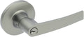 Satin Brass Lever Round Rose Storeroom T30049