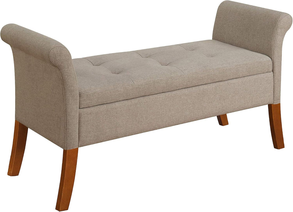 Beige Botanical Storage Bench Z546