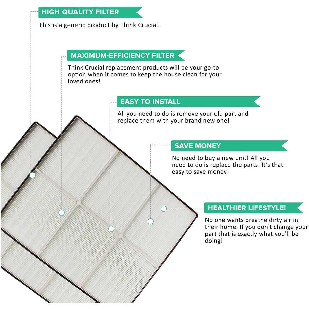 2 HEPA Air Purifier Filters & 8 Carbon Pre Filters K61018
