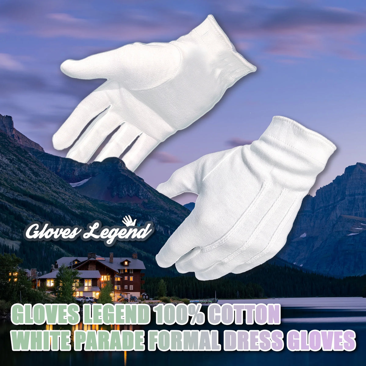 3 Pairs 100% Cotton White Parade Dress Gloves D605991