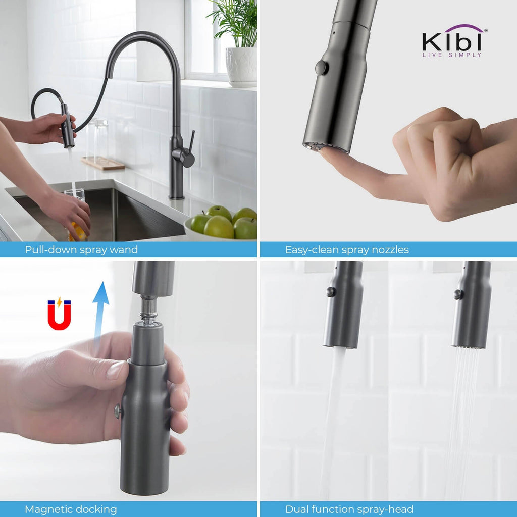 Black Single Level Kitchen Faucet with Sprayer C826654