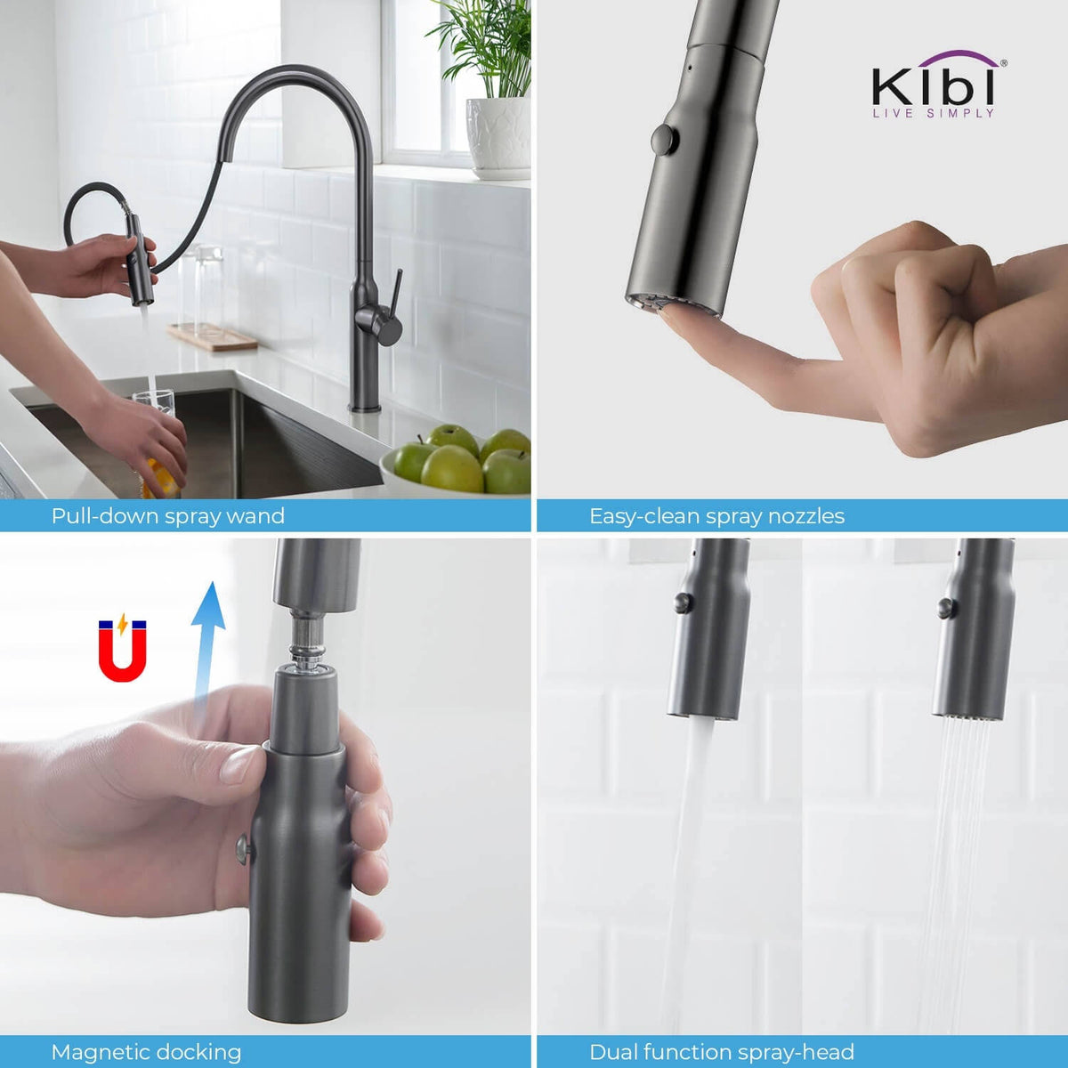 Black Single Level Kitchen Faucet with Sprayer C826654