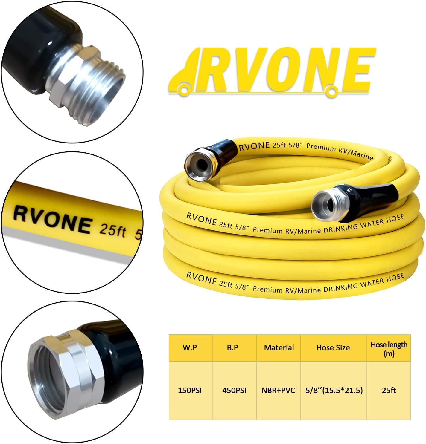 25FT 5/8'' Drinking Water Hose J109